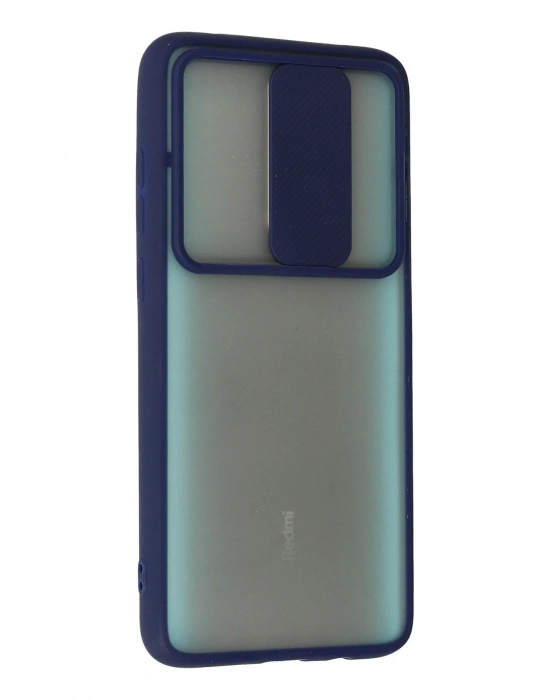 Newface Xiaomi Redmi Note 8 Pro Kılıf Palm Buzlu Kamera Sürgülü Silikon - Lacivert