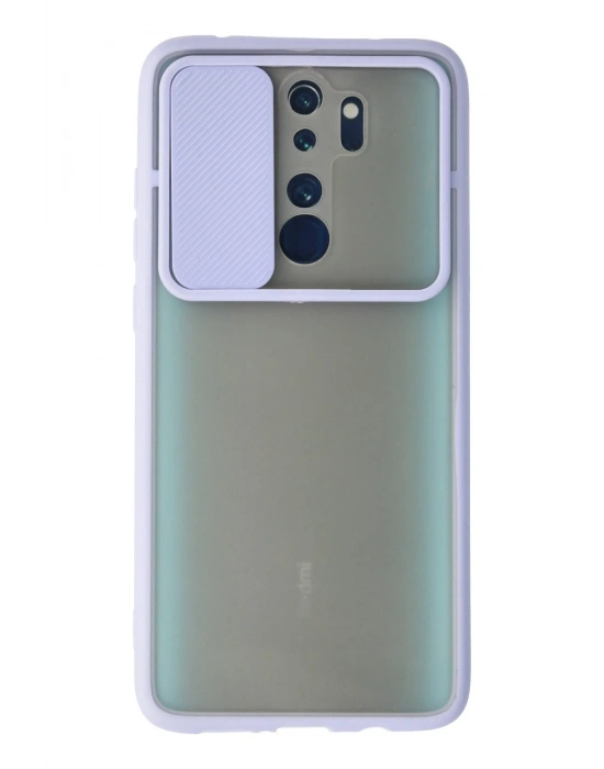 Newface Xiaomi Redmi Note 8 Pro Kılıf Palm Buzlu Kamera Sürgülü Silikon - Lila