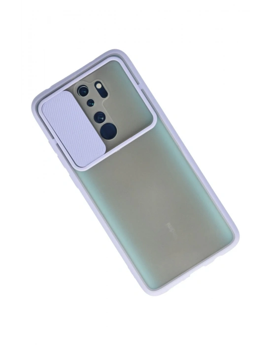 Newface Xiaomi Redmi Note 8 Pro Kılıf Palm Buzlu Kamera Sürgülü Silikon - Lila