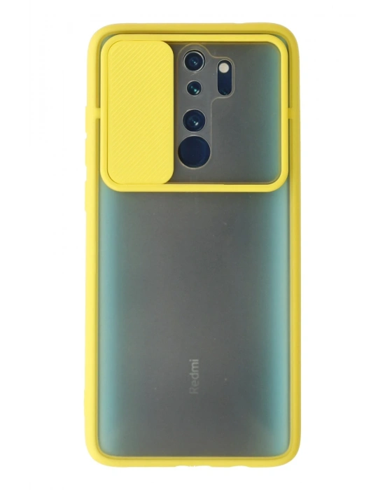 Newface Xiaomi Redmi Note 8 Pro Kılıf Palm Buzlu Kamera Sürgülü Silikon - Sarı