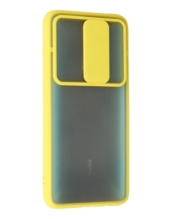 Newface Xiaomi Redmi Note 8 Pro Kılıf Palm Buzlu Kamera Sürgülü Silikon - Sarı