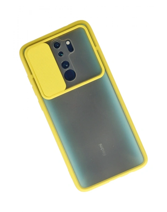Newface Xiaomi Redmi Note 8 Pro Kılıf Palm Buzlu Kamera Sürgülü Silikon - Sarı