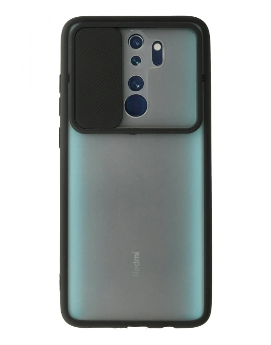Newface Xiaomi Redmi Note 8 Pro Kılıf Palm Buzlu Kamera Sürgülü Silikon - Siyah