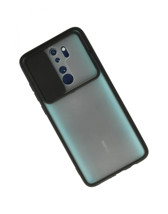 Newface Xiaomi Redmi Note 8 Pro Kılıf Palm Buzlu Kamera Sürgülü Silikon - Siyah