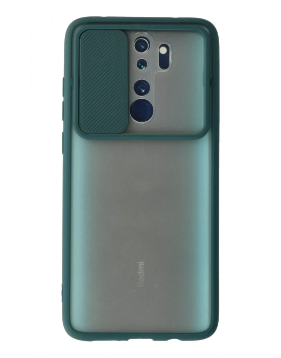 Newface Xiaomi Redmi Note 8 Pro Kılıf Palm Buzlu Kamera Sürgülü Silikon - Yeşil