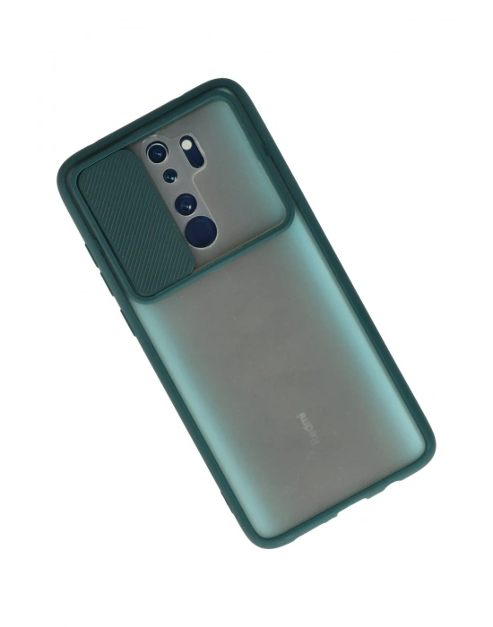 Newface Xiaomi Redmi Note 8 Pro Kılıf Palm Buzlu Kamera Sürgülü Silikon - Yeşil