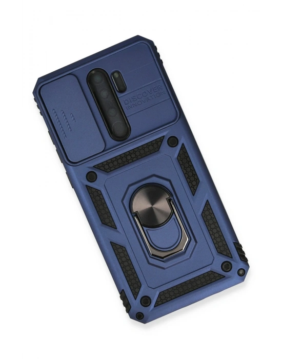 Newface Xiaomi Redmi Note 8 Pro Kılıf Pars Lens Yüzüklü Silikon - Lacivert