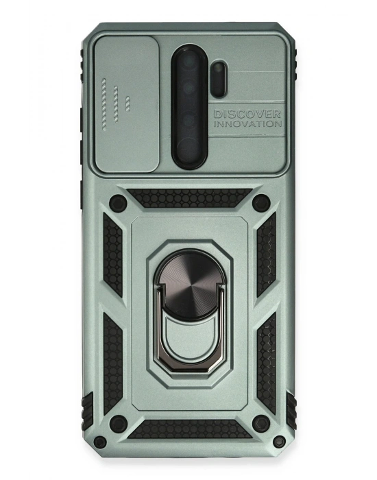 Newface Xiaomi Redmi Note 8 Pro Kılıf Pars Lens Yüzüklü Silikon - Yeşil