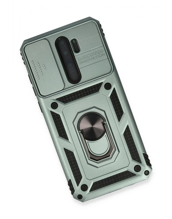 Newface Xiaomi Redmi Note 8 Pro Kılıf Pars Lens Yüzüklü Silikon - Yeşil