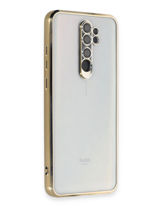 Newface Xiaomi Redmi Note 8 Pro Kılıf Razer Lensli Silikon - Gold