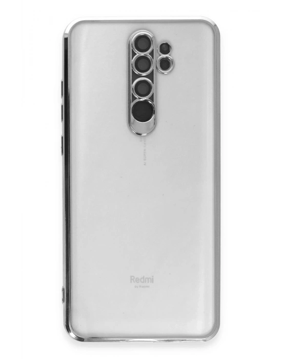 Newface Xiaomi Redmi Note 8 Pro Kılıf Razer Lensli Silikon - Gümüş