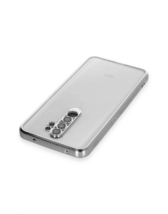 Newface Xiaomi Redmi Note 8 Pro Kılıf Razer Lensli Silikon - Gümüş