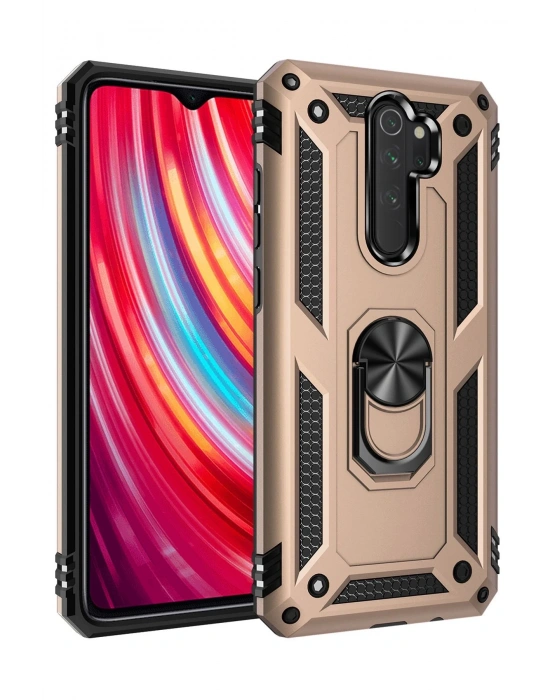 Newface Xiaomi Redmi Note 8 Pro Kılıf Sofya Yüzüklü Silikon Kapak - Gold