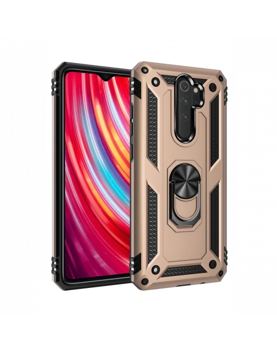 Newface Xiaomi Redmi Note 8 Pro Kılıf Sofya Yüzüklü Silikon Kapak - Gold