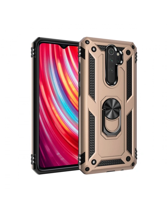 Newface Xiaomi Redmi Note 8 Pro Kılıf Sofya Yüzüklü Silikon Kapak - Gold