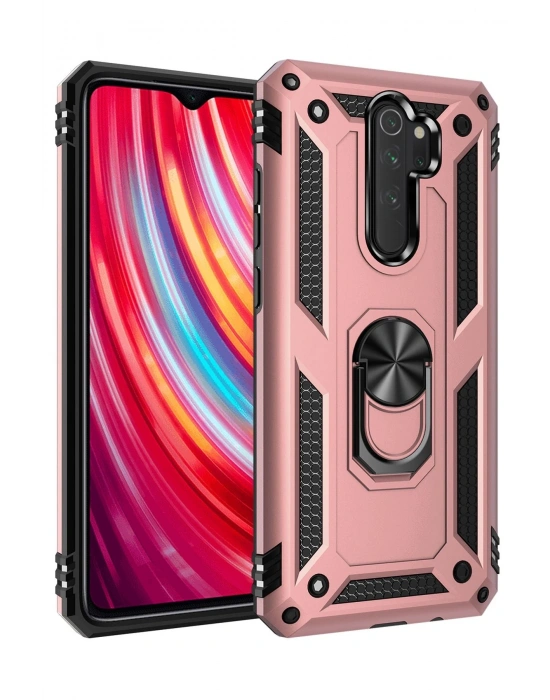 Newface Xiaomi Redmi Note 8 Pro Kılıf Sofya Yüzüklü Silikon Kapak - Rose
