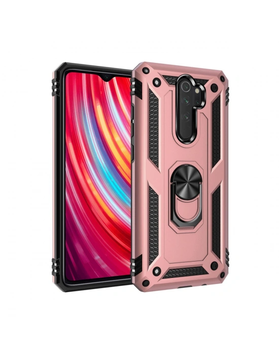 Newface Xiaomi Redmi Note 8 Pro Kılıf Sofya Yüzüklü Silikon Kapak - Rose