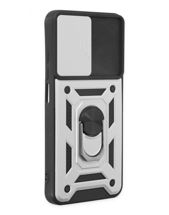 Newface Xiaomi Redmi Note 9 4G Kılıf Pars Lens Yüzüklü Silikon - Gümüş