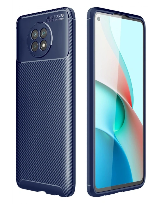 Newface Xiaomi Redmi Note 9 5G Kılıf Auto Focus Karbon Kapak - Lacivert