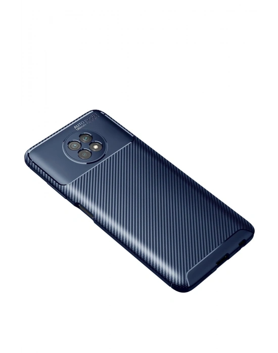 Newface Xiaomi Redmi Note 9 5G Kılıf Auto Focus Karbon Kapak - Lacivert