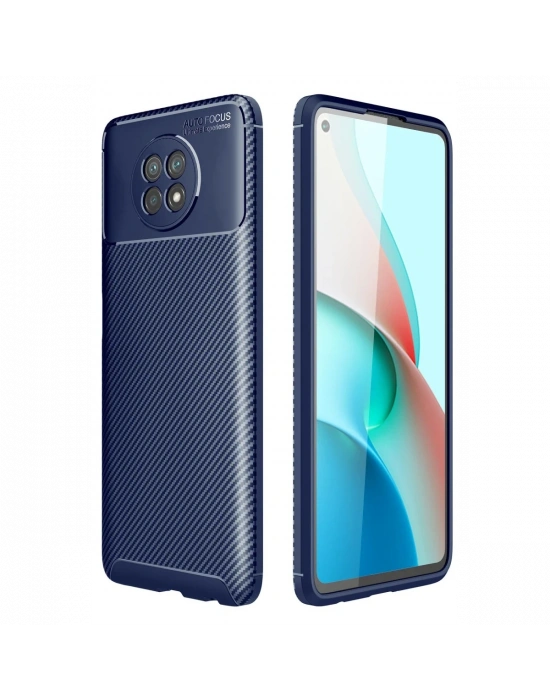 Newface Xiaomi Redmi Note 9 5G Kılıf Auto Focus Karbon Kapak - Lacivert