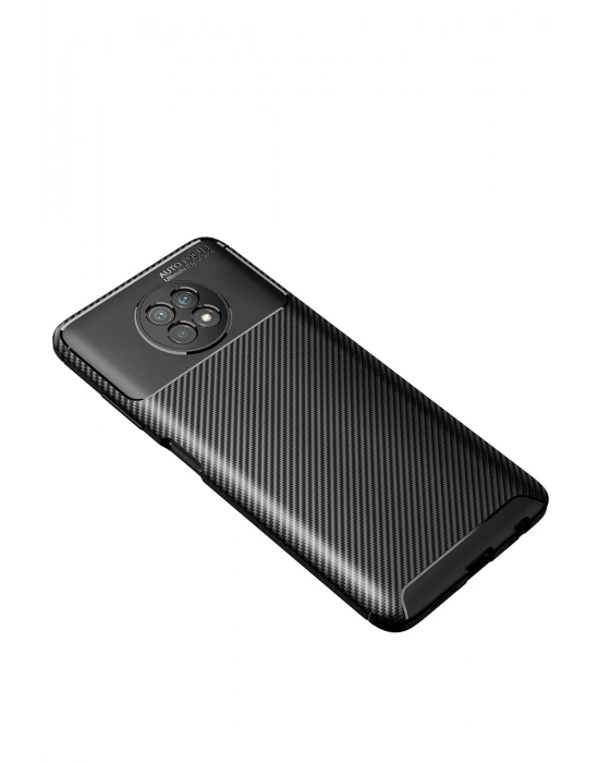 Newface Xiaomi Redmi Note 9 5G Kılıf Auto Focus Karbon Kapak - Siyah