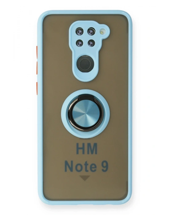 Newface Xiaomi Redmi Note 9 Kılıf Montreal Yüzüklü Silikon Kapak - Buz Mavi