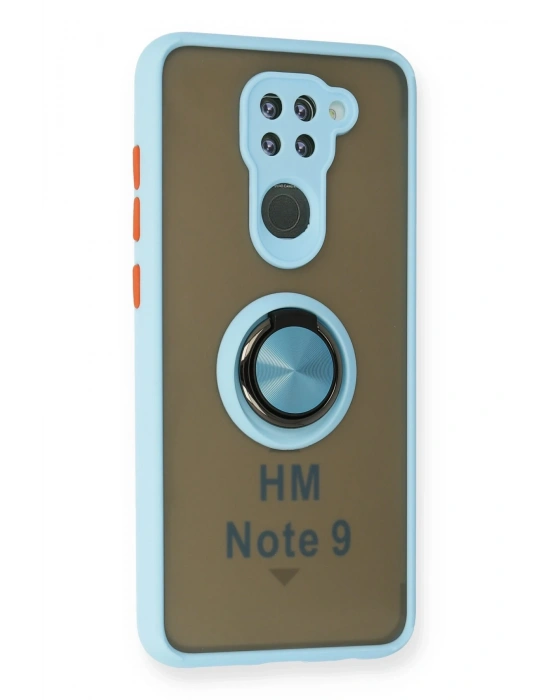 Newface Xiaomi Redmi Note 9 Kılıf Montreal Yüzüklü Silikon Kapak - Buz Mavi