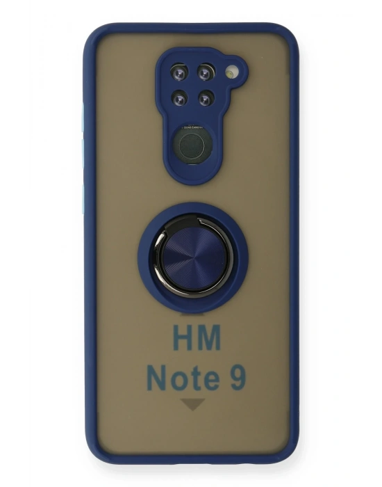 Newface Xiaomi Redmi Note 9 Kılıf Montreal Yüzüklü Silikon Kapak - Lacivert