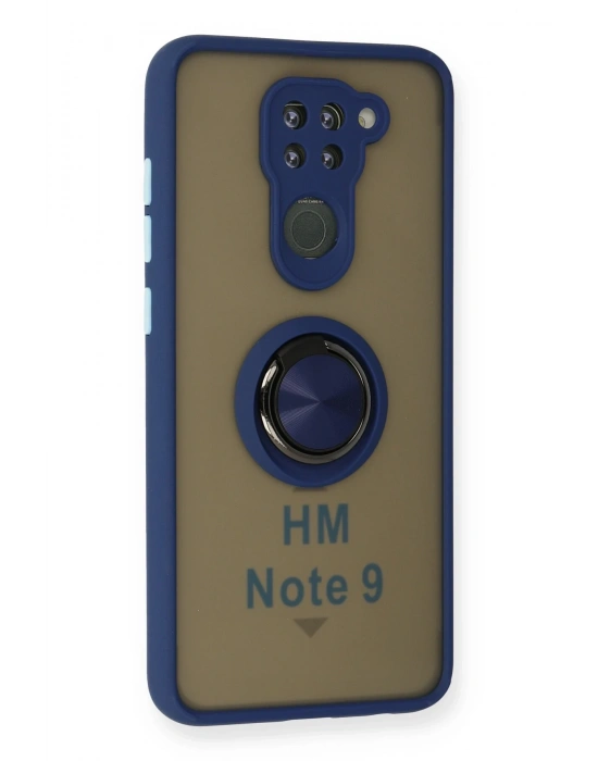 Newface Xiaomi Redmi Note 9 Kılıf Montreal Yüzüklü Silikon Kapak - Lacivert