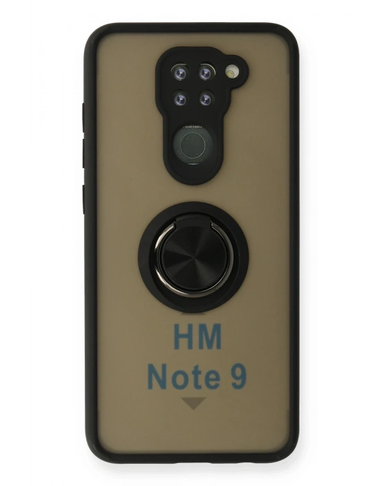 Newface Xiaomi Redmi Note 9 Kılıf Montreal Yüzüklü Silikon Kapak - Siyah