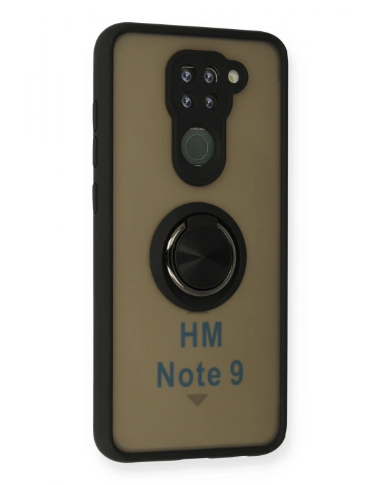 Newface Xiaomi Redmi Note 9 Kılıf Montreal Yüzüklü Silikon Kapak - Siyah