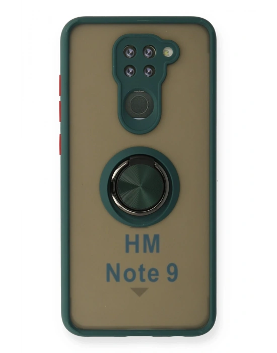 Newface Xiaomi Redmi Note 9 Kılıf Montreal Yüzüklü Silikon Kapak - Yeşil