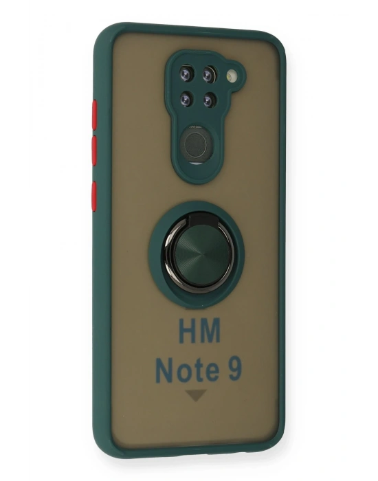 Newface Xiaomi Redmi Note 9 Kılıf Montreal Yüzüklü Silikon Kapak - Yeşil
