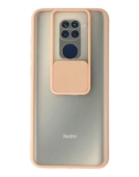 Newface Xiaomi Redmi Note 9 Kılıf Palm Buzlu Kamera Sürgülü Silikon - Pembe