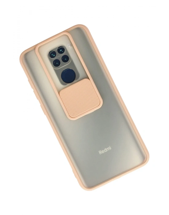 Newface Xiaomi Redmi Note 9 Kılıf Palm Buzlu Kamera Sürgülü Silikon - Pembe
