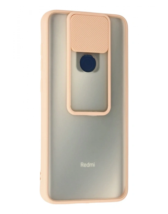 Newface Xiaomi Redmi Note 9 Kılıf Palm Buzlu Kamera Sürgülü Silikon - Pembe