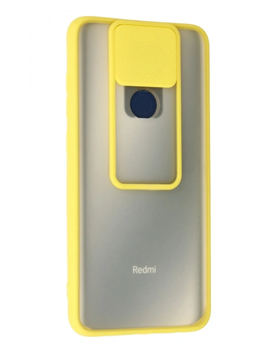 Newface Xiaomi Redmi Note 9 Kılıf Palm Buzlu Kamera Sürgülü Silikon - Sarı