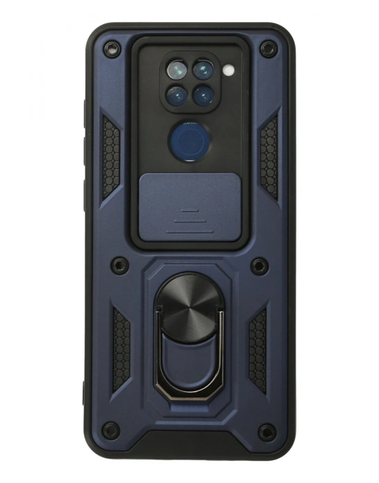 Newface Xiaomi Redmi Note 9 Kılıf Pars Lens Yüzüklü Silikon - Lacivert