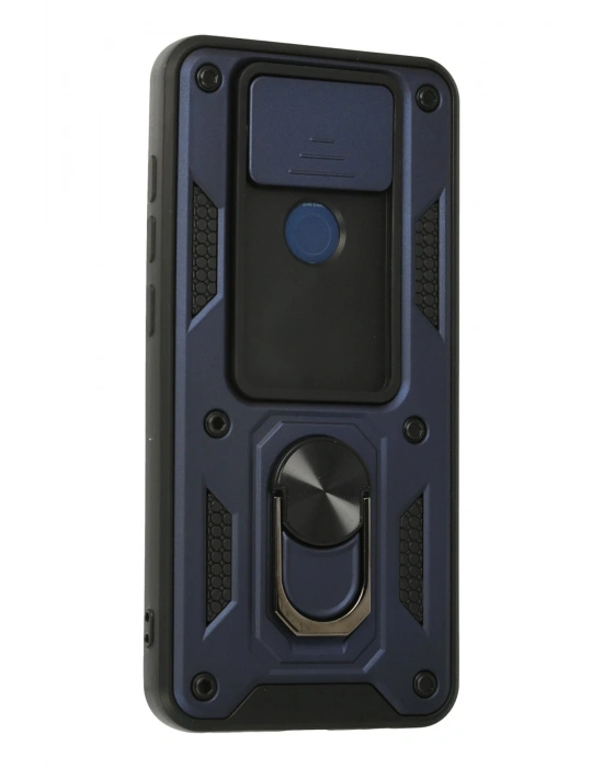 Newface Xiaomi Redmi Note 9 Kılıf Pars Lens Yüzüklü Silikon - Lacivert