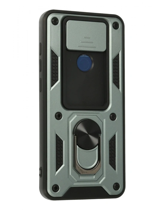 Newface Xiaomi Redmi Note 9 Kılıf Pars Lens Yüzüklü Silikon - Yeşil