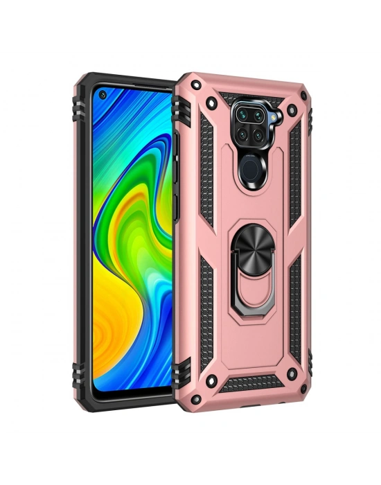 Newface Xiaomi Redmi Note 9 Kılıf Sofya Yüzüklü Silikon Kapak - Rose