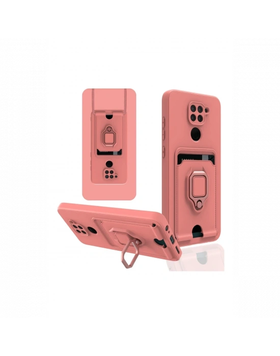 Newface Xiaomi Redmi Note 9 Kılıf Zuma Kartvizitli Yüzüklü Silikon - Pembe