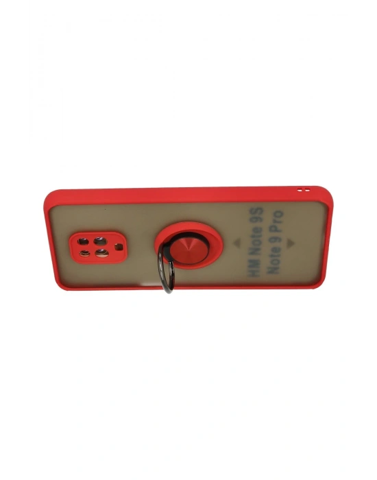 Newface Xiaomi Redmi Note 9 Pro Kılıf Montreal Yüzüklü Silikon Kapak - Kırmızı