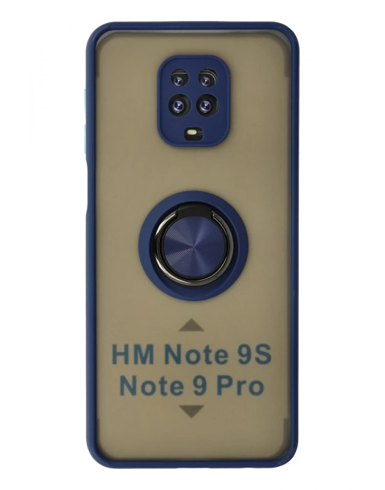 Newface Xiaomi Redmi Note 9 Pro Kılıf Montreal Yüzüklü Silikon Kapak - Lacivert