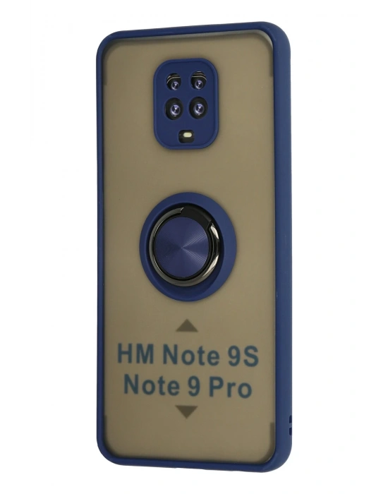 Newface Xiaomi Redmi Note 9 Pro Kılıf Montreal Yüzüklü Silikon Kapak - Lacivert