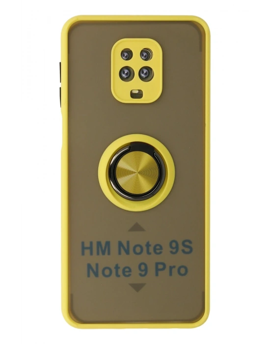 Newface Xiaomi Redmi Note 9 Pro Kılıf Montreal Yüzüklü Silikon Kapak - Sarı