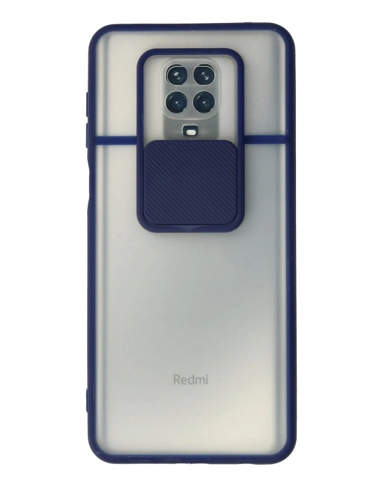 Newface Xiaomi Redmi Note 9 Pro Kılıf Palm Buzlu Kamera Sürgülü Silikon - Lacivert