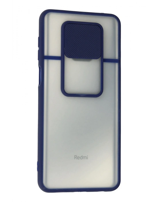 Newface Xiaomi Redmi Note 9 Pro Kılıf Palm Buzlu Kamera Sürgülü Silikon - Lacivert