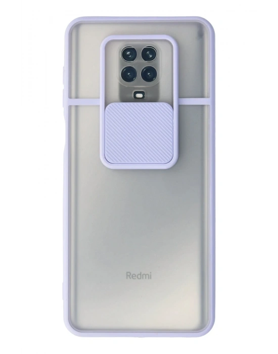 Newface Xiaomi Redmi Note 9 Pro Kılıf Palm Buzlu Kamera Sürgülü Silikon - Lila